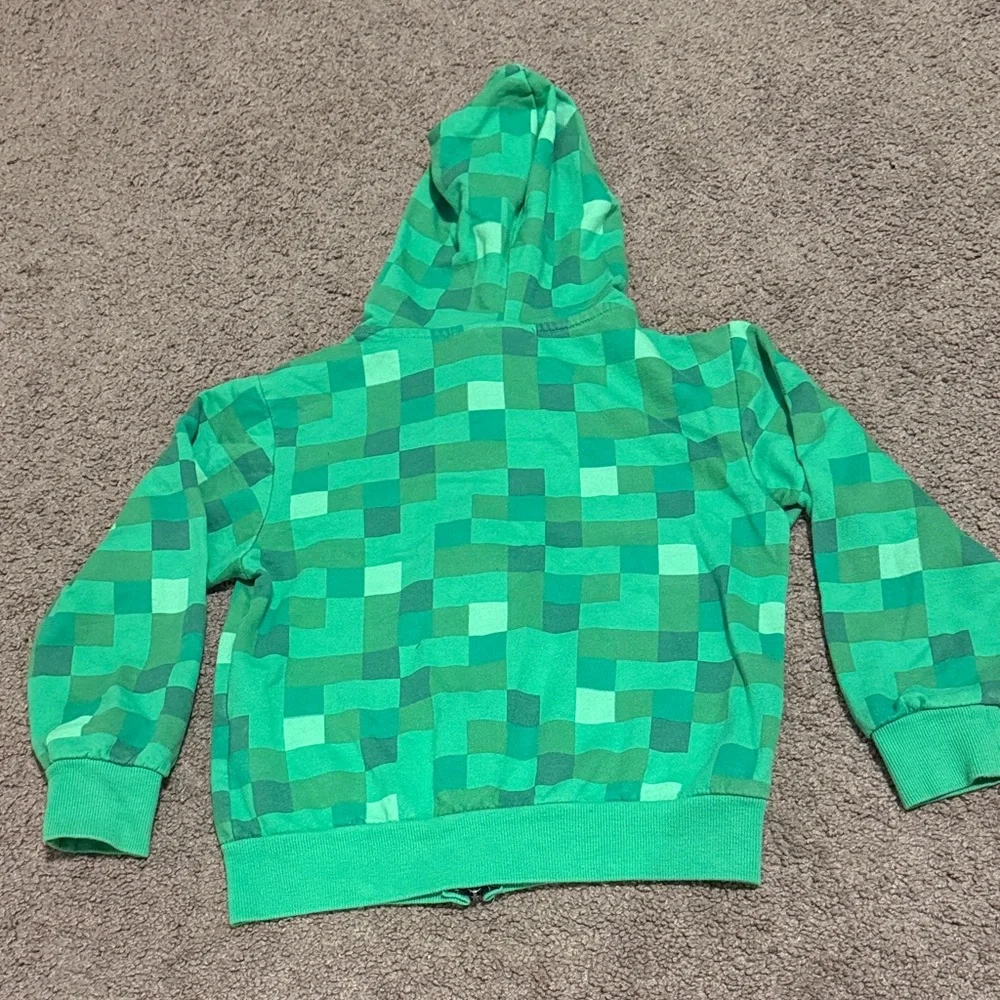 JINX Minecraft Kids Green Pixel Pattern Hoodie
